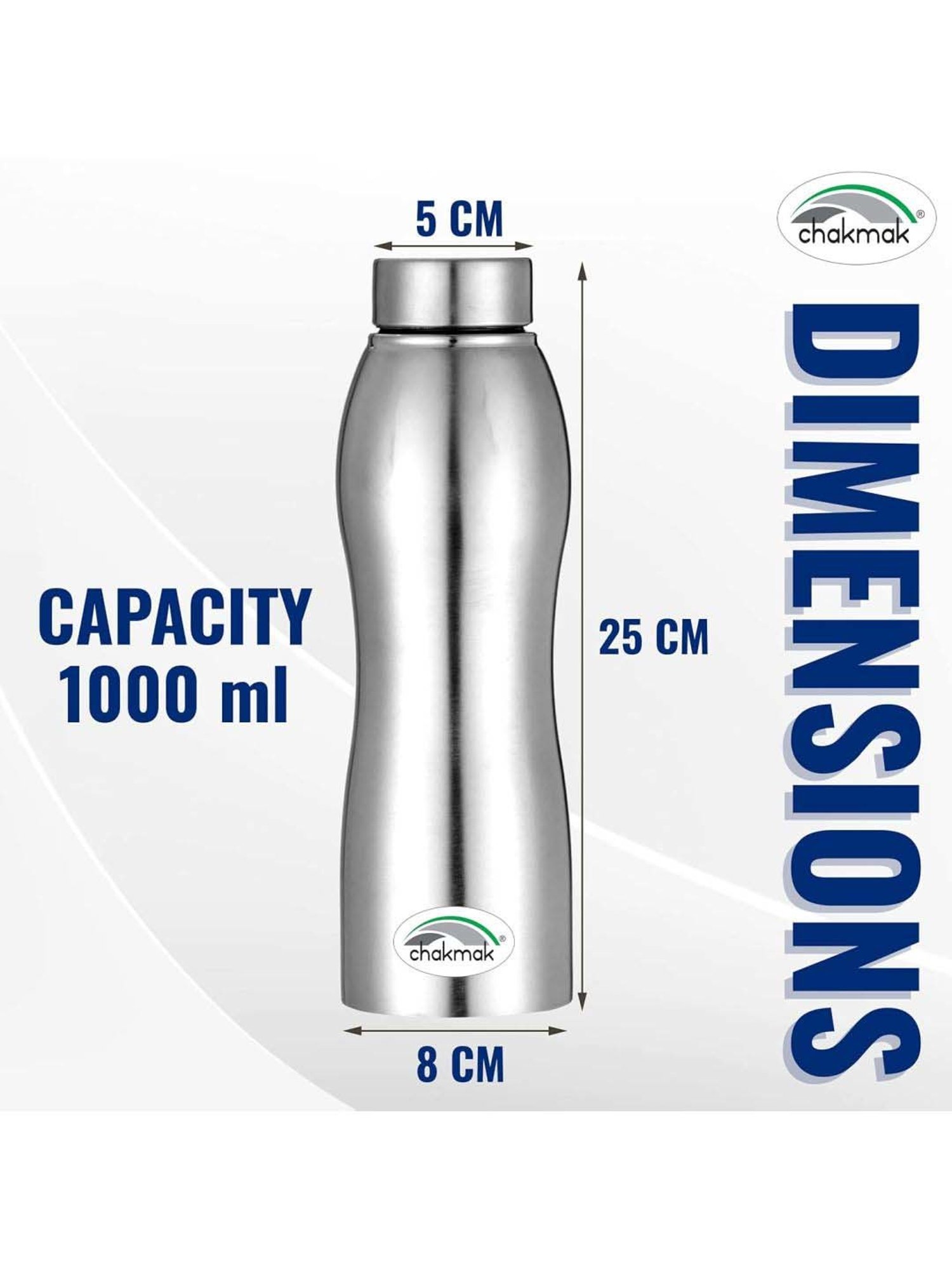 Chakmak Silver Stainless Steel Water Bottle