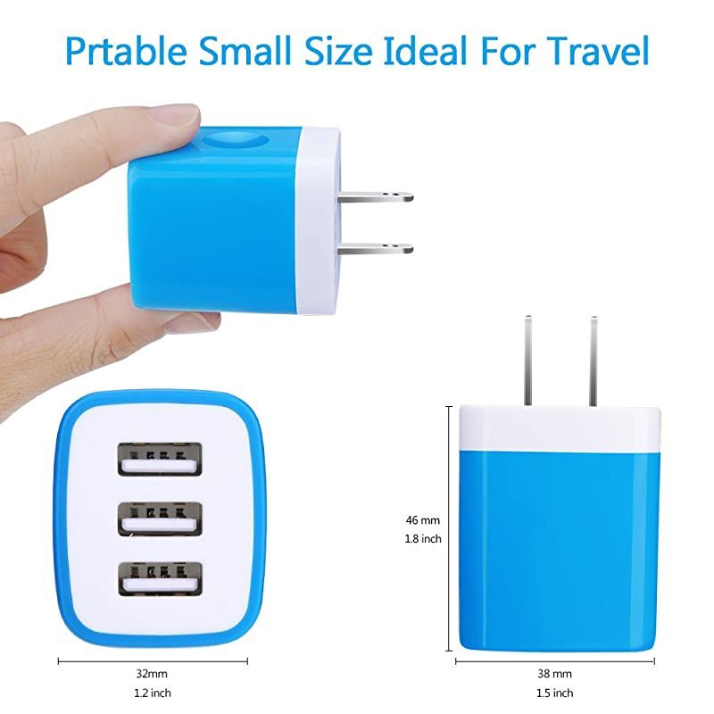 Charging Block USB Plug  31A 2Pack Muti Port USB Charger Cube Box Power Adapter Charging Brick Compatible iPhone 11 Pro XS Max X 8 7 6 Plus Samsung Galaxy S20 FE 5G S10e S10 S9 S8 Plus Moto