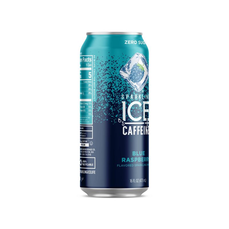 Sparkling Ice +Caffeine Blue Raspberry - 16 fl oz Can