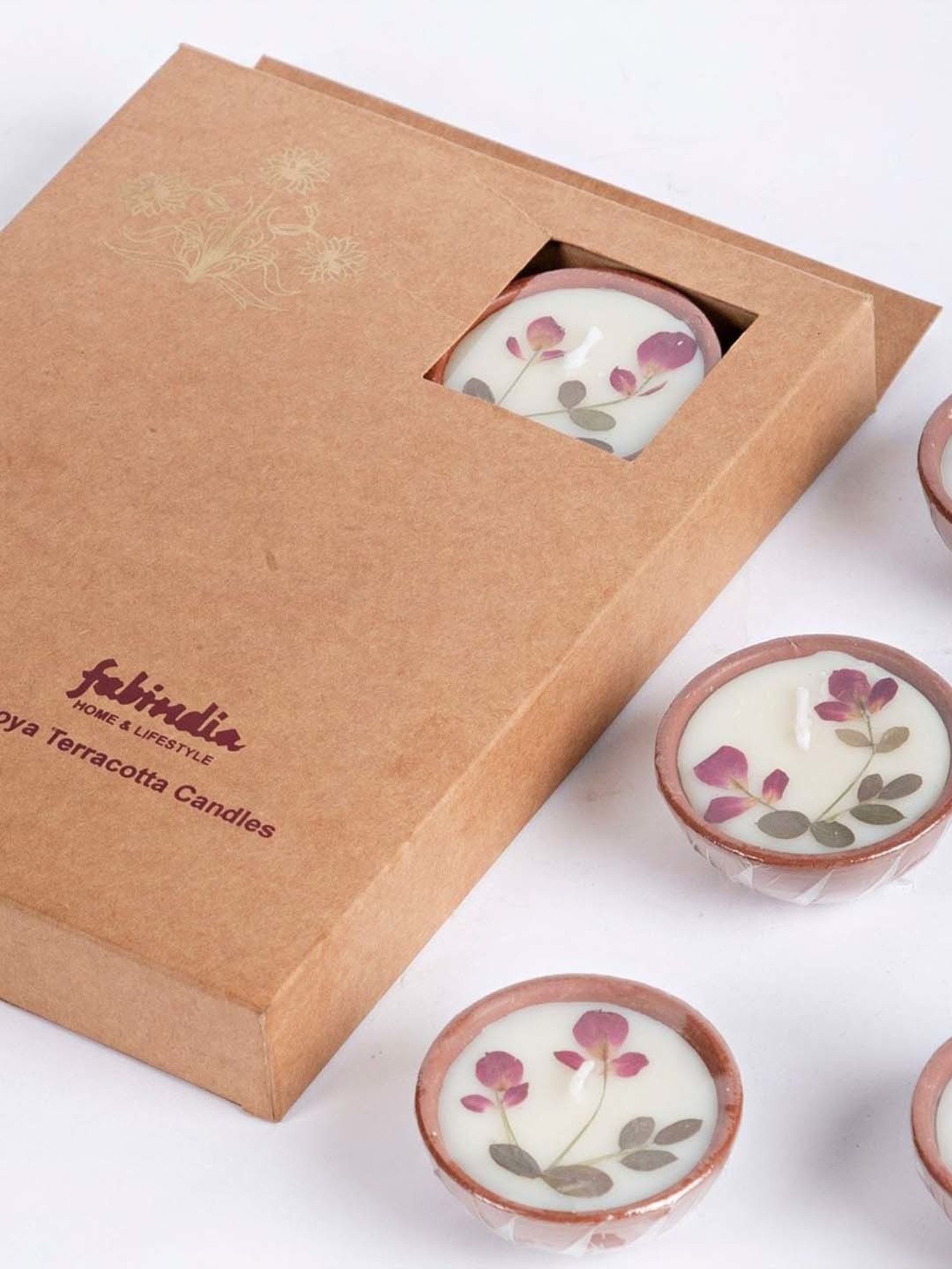 Fabindia Home Azaan Brown Wax T-Lite Candles - Set of 6