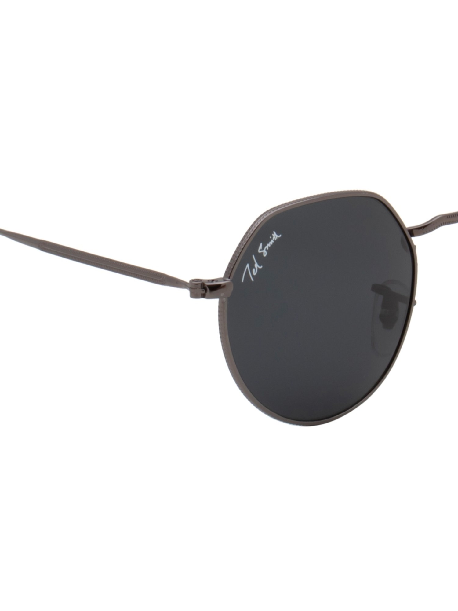 Ted Smith Black Round UV Protection Unisex Sunglasses