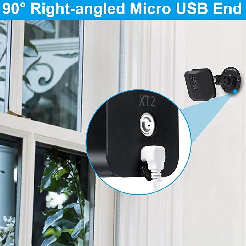 10 FT Blink XT XT2 Charger Cable with Wall Adapter 2 PackCharger Brick and 90 Degree Right Angled Micro USB End Charging CordOutdoor Waterproof Power Supply for Blink XT XT2