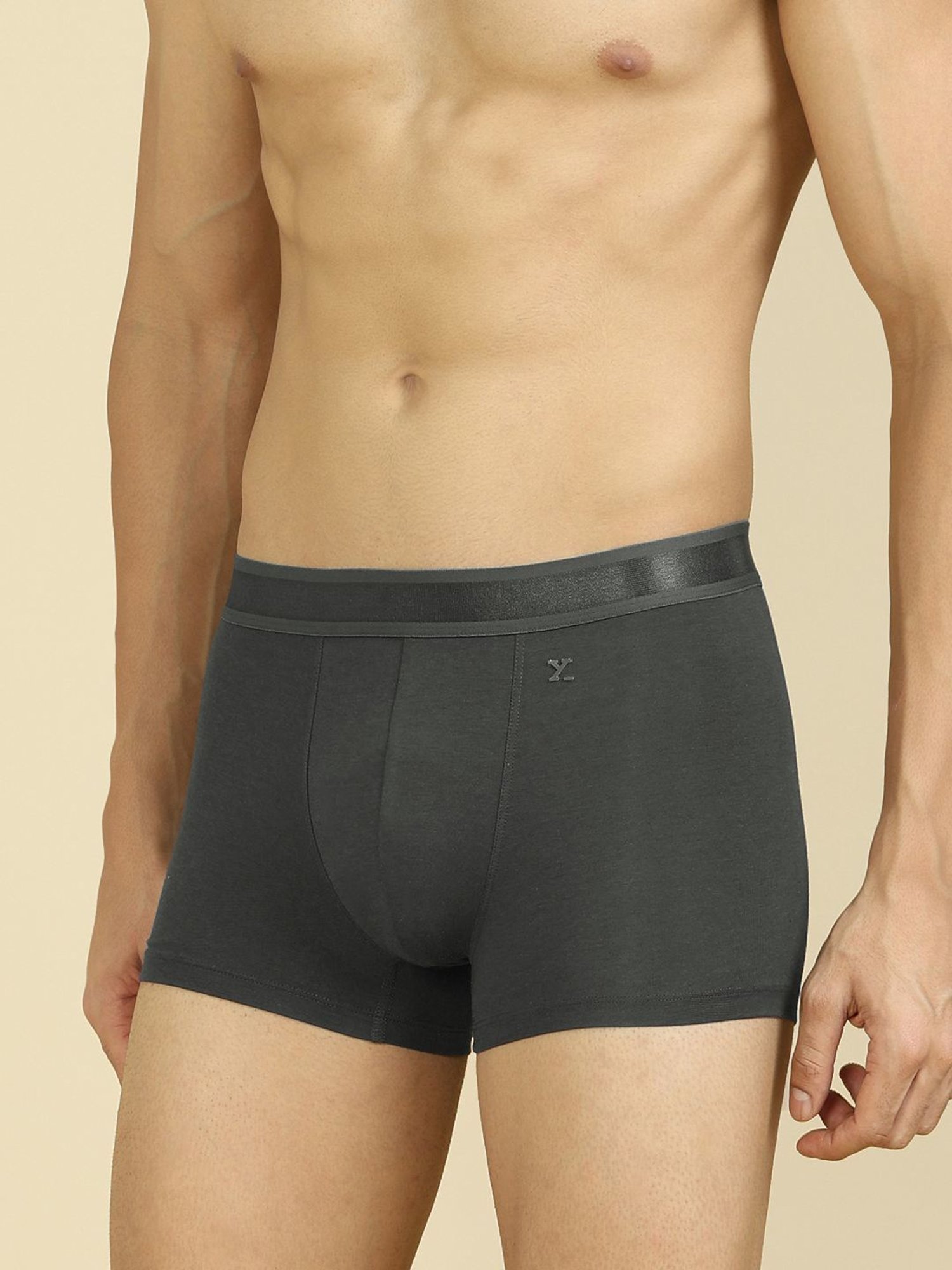 XYXX Charcoal Grey Cotton Regular Fit Trunks