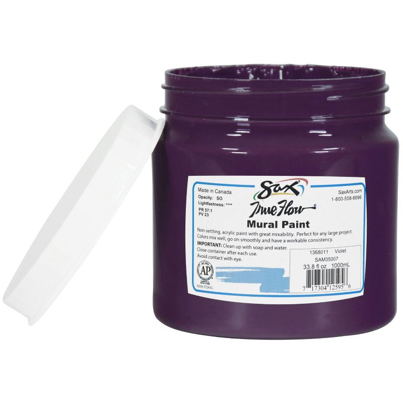 Sax True Flow Acrylic Mural Paint, 33.8 oz Plastic Container, Violet