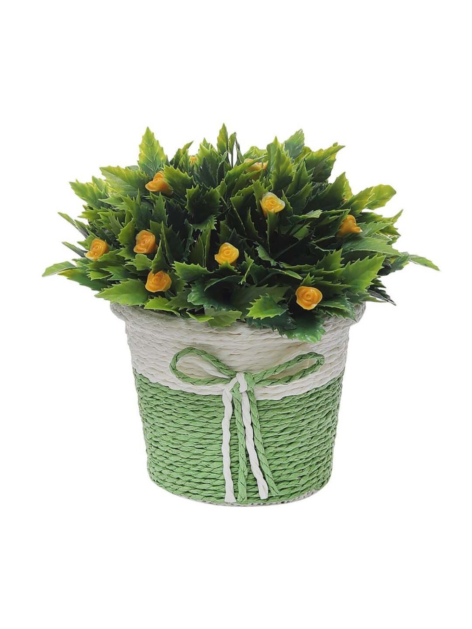 Foliyaj Multicolor Plastic Artificial Flower Plants With Pots - Set of 2