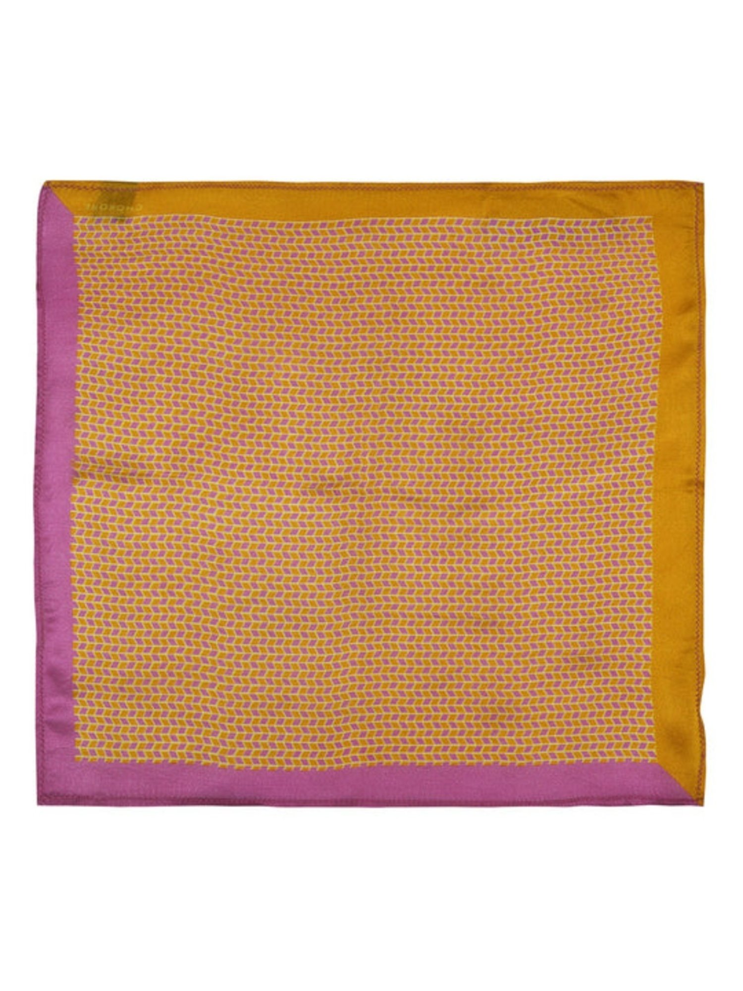 CHOKORE Brown and Yellow Plaid Pocket Square