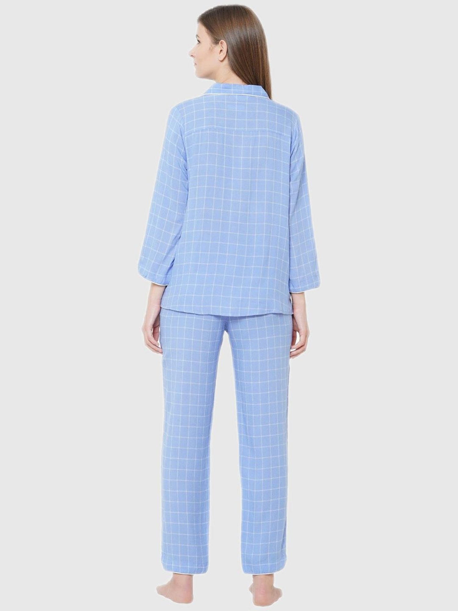 Mystere Paris Blue Checks Pajama Set