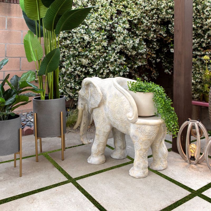 36" Resin Elephant Garden Patio Chair Gray - Sagebrook Home