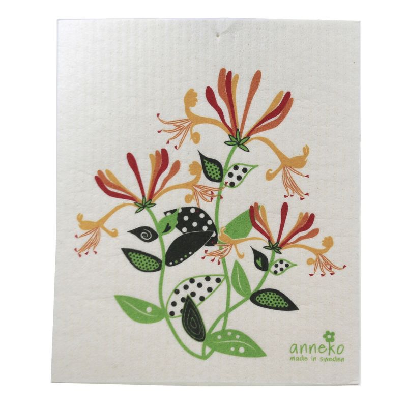 Swedish Dish Cloth 7.75" Waterlilies & Honeysuckle Eco-Friendly Absorbant  -  Dish Cloth