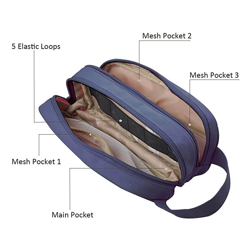 Cable Cord Holder OrganizerElectronics Accessories Case Healthcare Grooming Kit USB Drive Shuttlean All in One Travel Organizer Blue