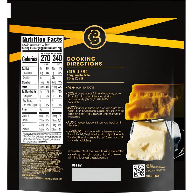 Cracker Barrel Oven Baked Macaroni & Cheese Dinner Cheddar Havarti - 12.3oz