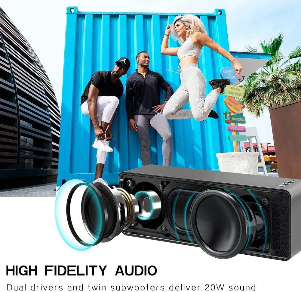 Bluetooth Speakers,Portable Bluetooth Speaker with Loud Stereo Sound,24-Hour Playtime,Built-in Mic Support Phone Calls/AUX/TF/U-Disk,Perfect Portable Wireless Speaker for iPhone,Android,PC and More