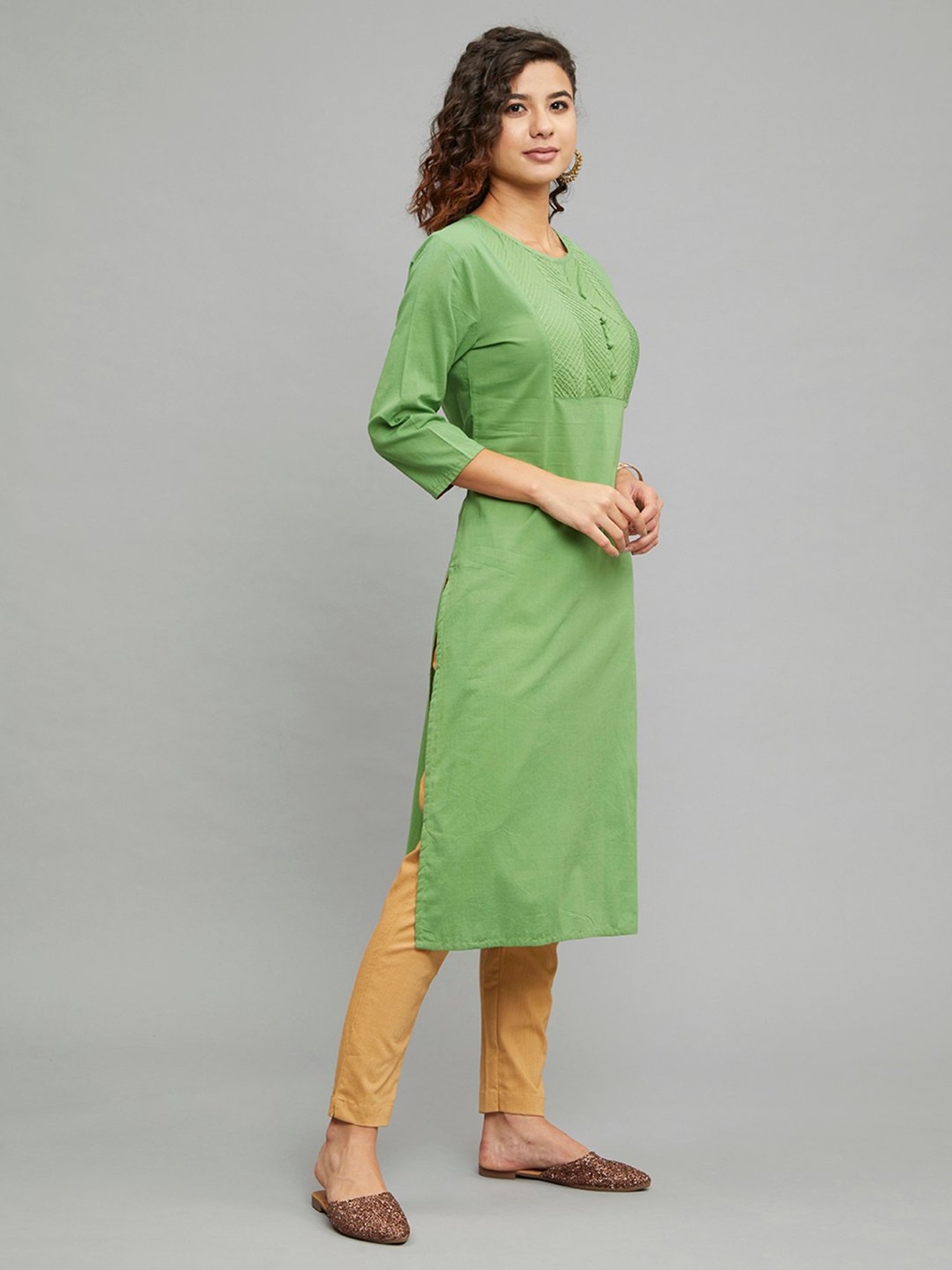 paislei Green A Line Kurta
