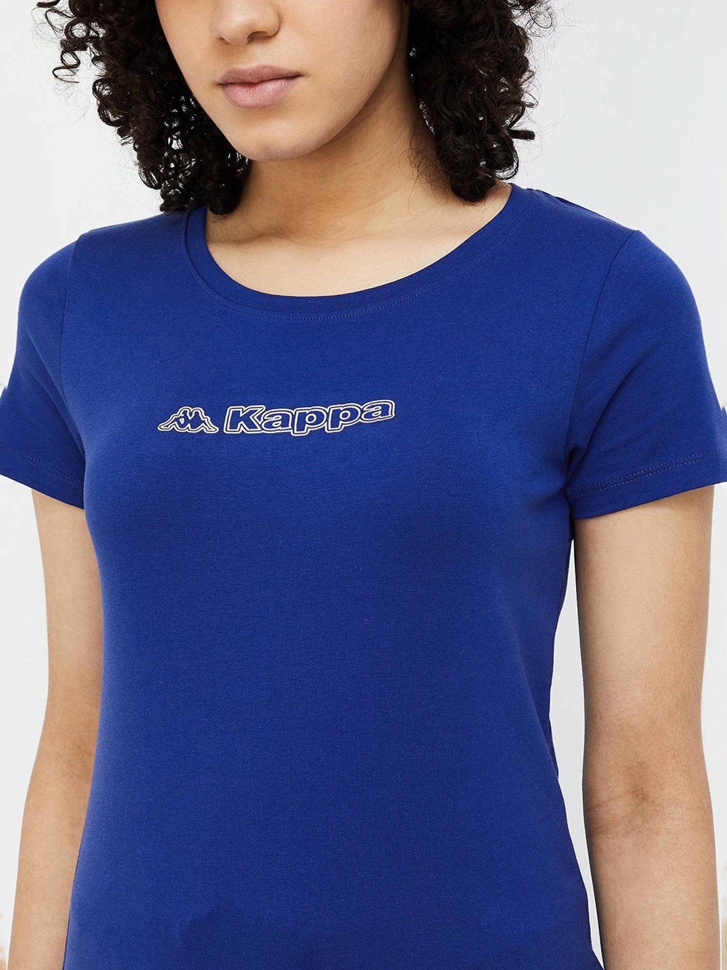 KAPPA Blue Cotton Graphic Crop T Shirt