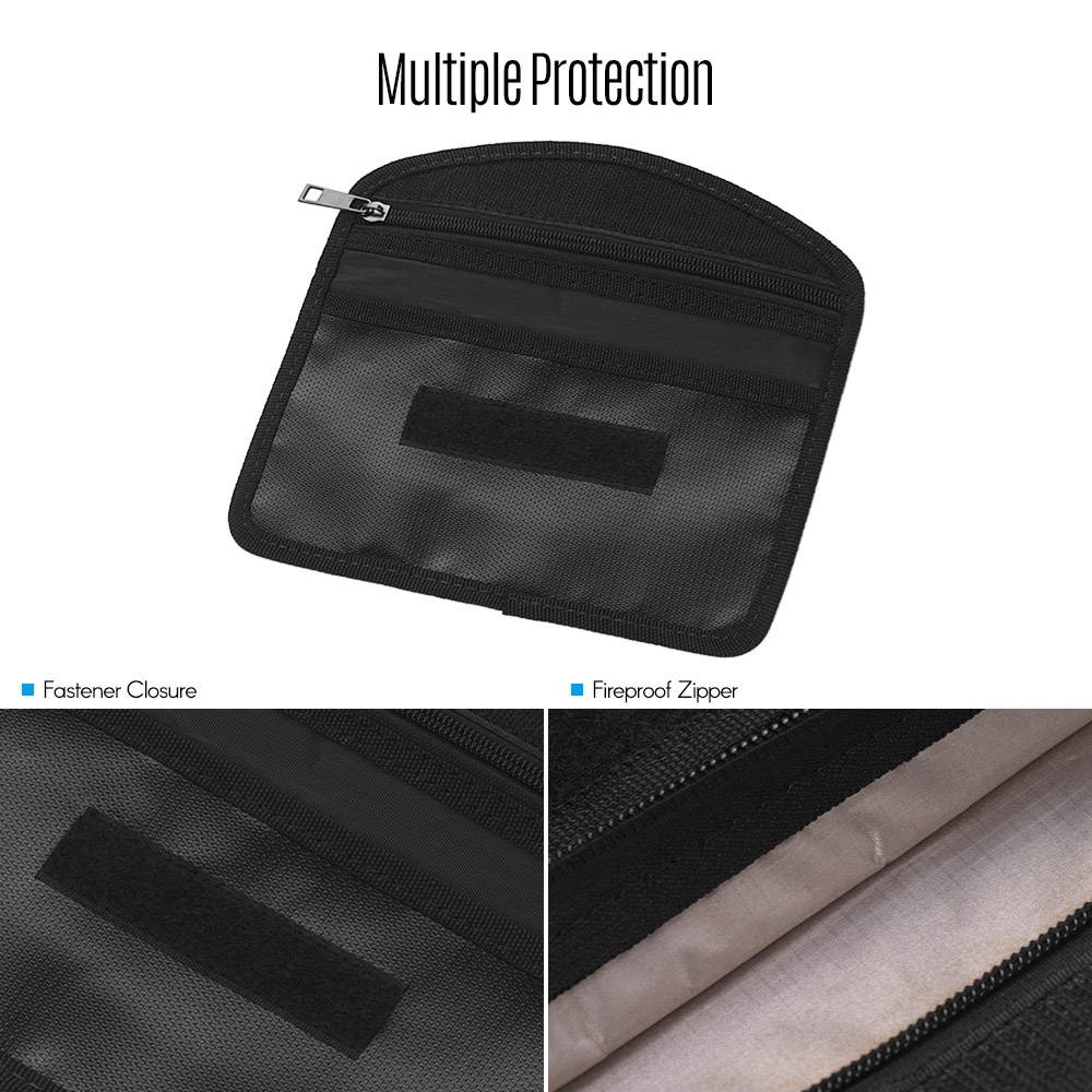 Fireproof Document Bag Heat Resistant Silicone Water Proof Cash Bags with Sticking Fastener Closure for Home Office Safe Storage Small Size