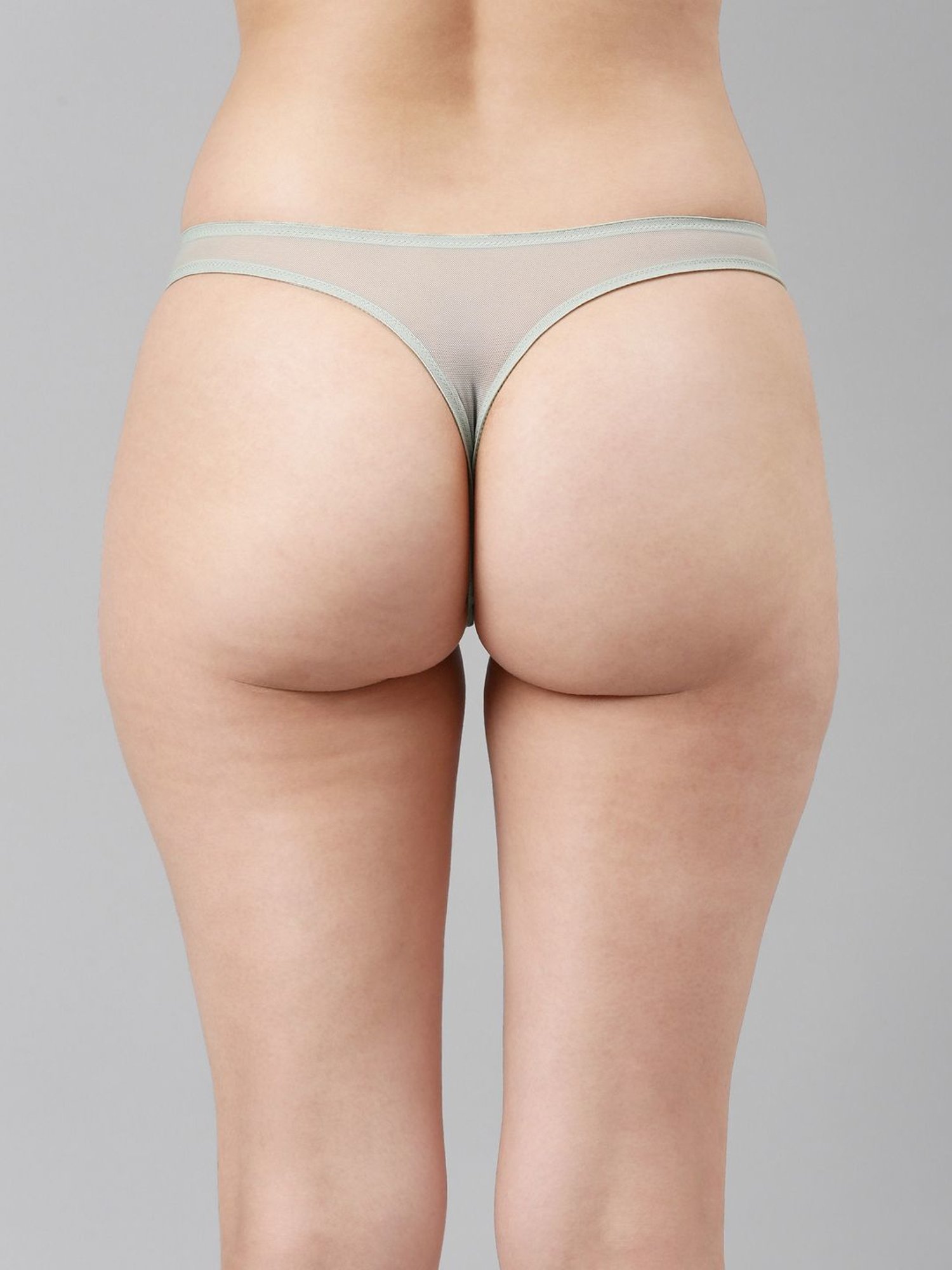 Enamor Grey Lace Work Thong Panty