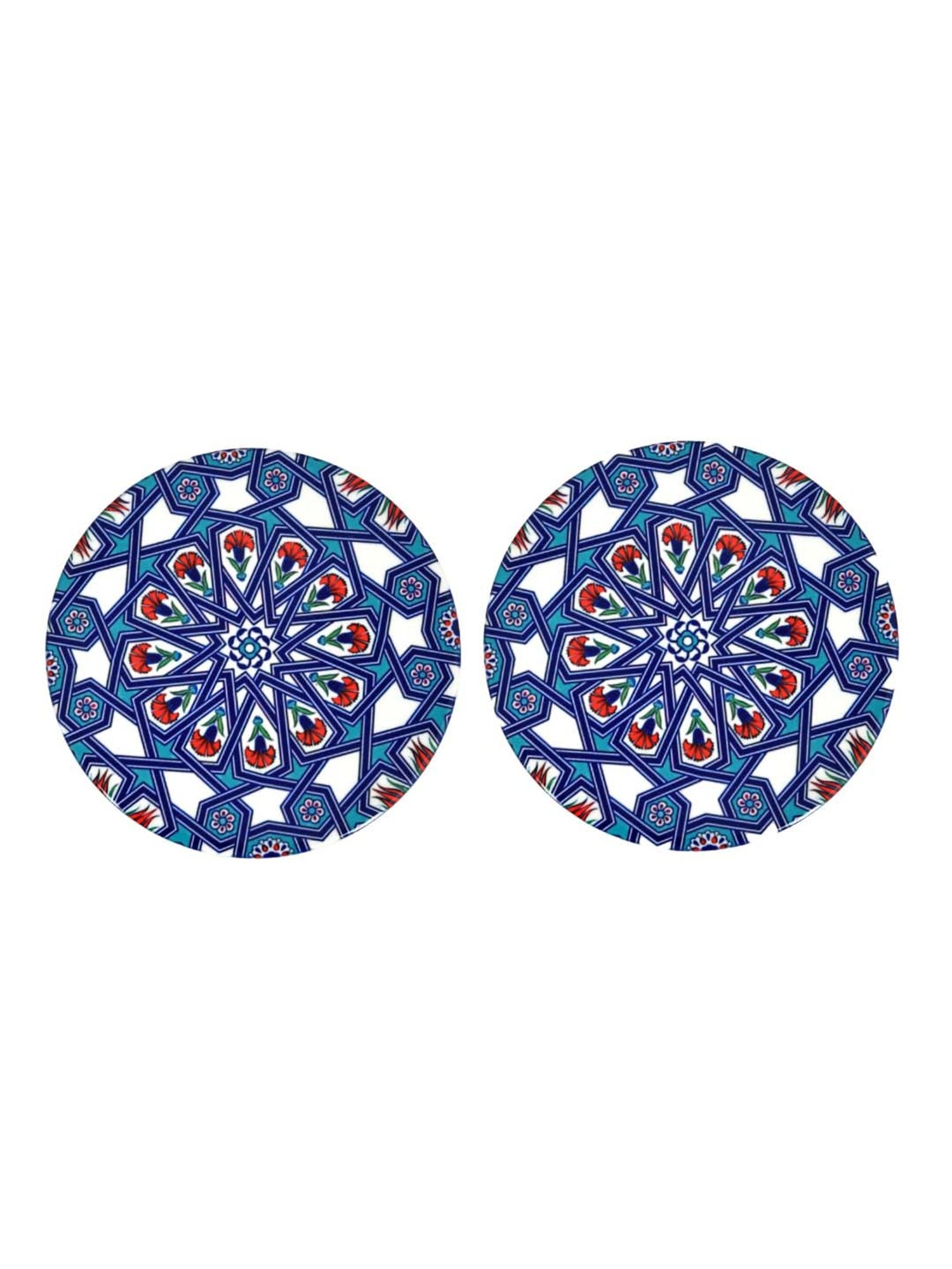 TAYHAA Blue Ceramic Exquisite Printed Coasters - Set of 2