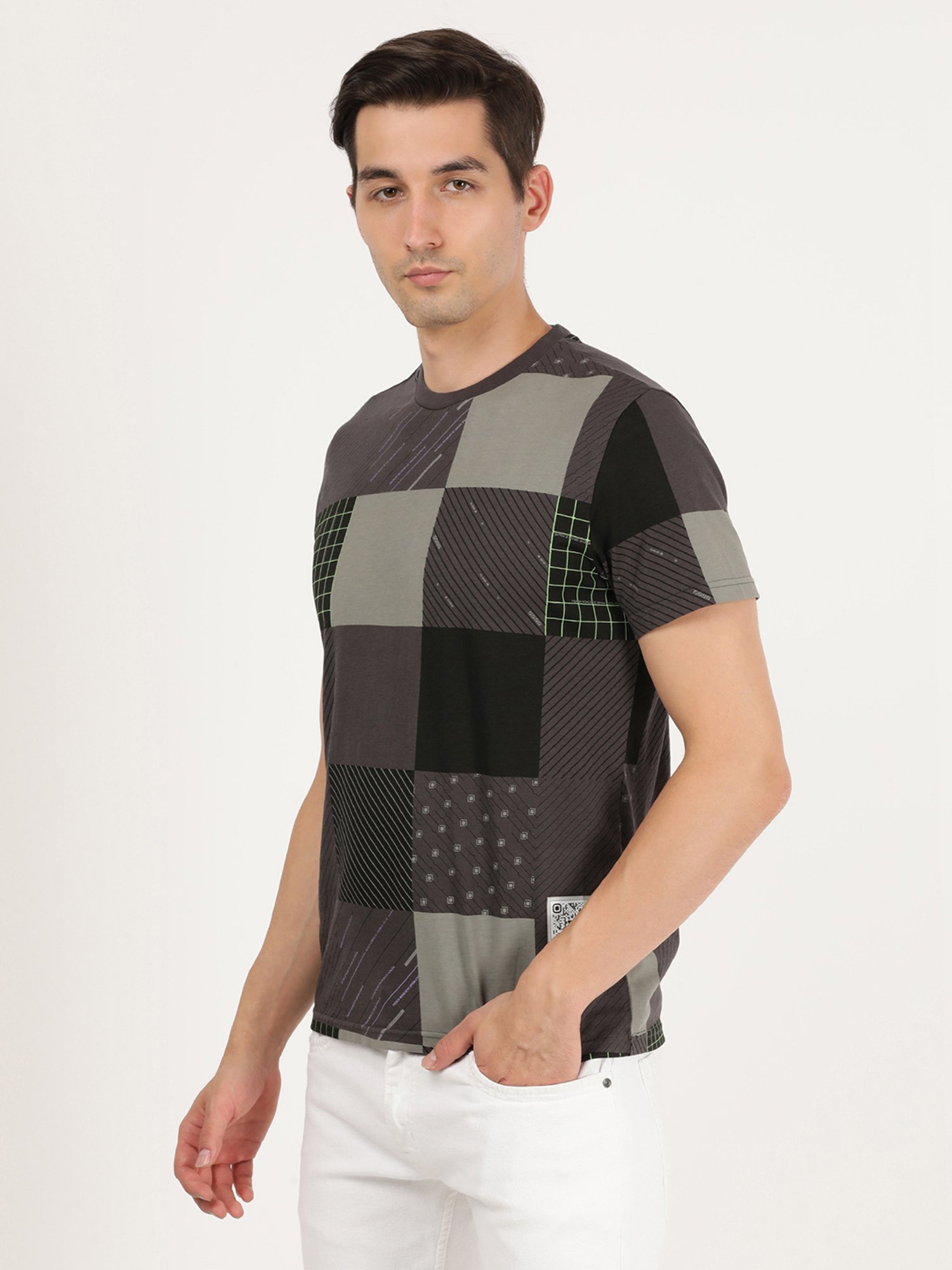 Wrangler Grey Cotton Regular Fit Printed T-Shirt