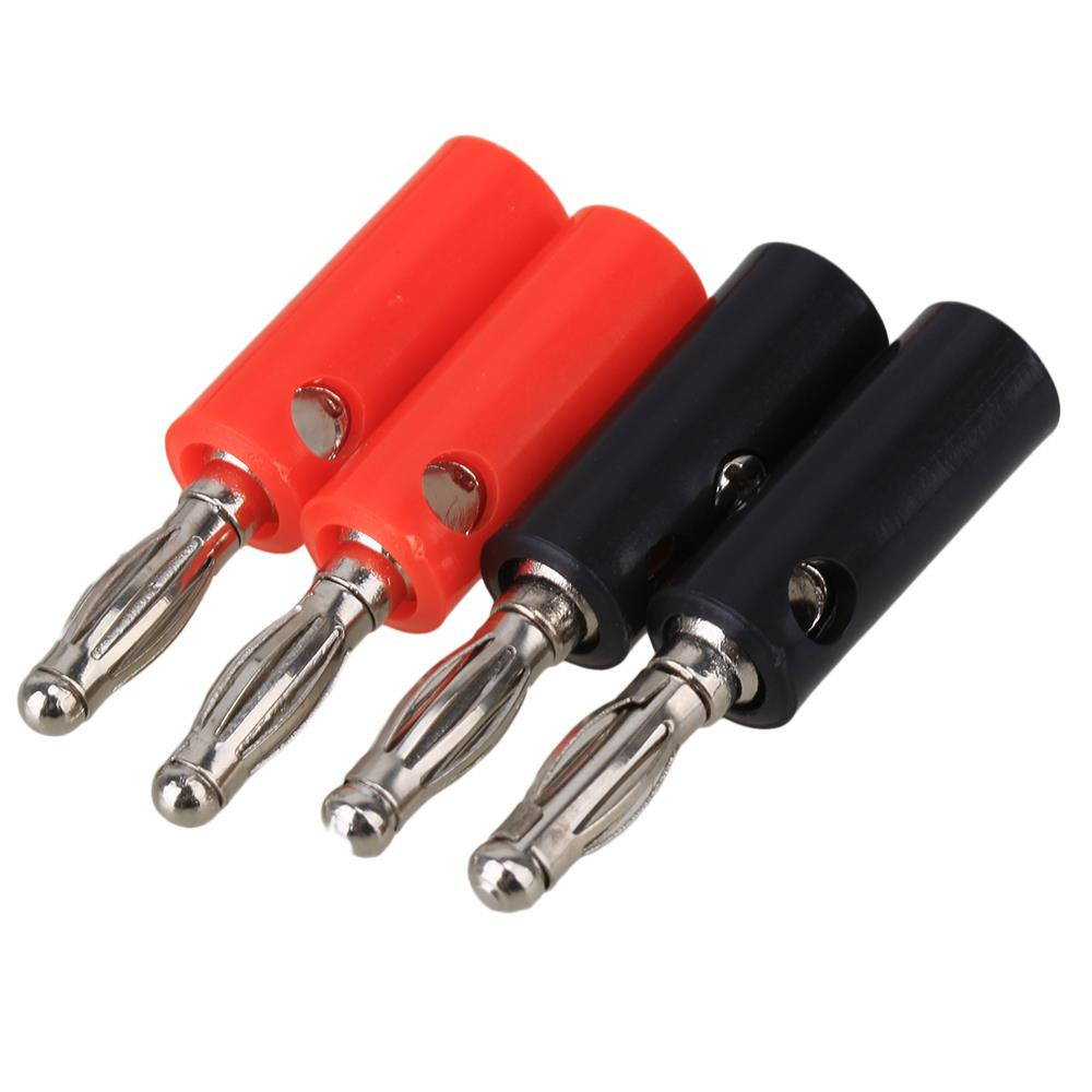 40pcs Nickel Plated 4mm Lantern Banana Plug Male For Multimeter Probe Black+Red