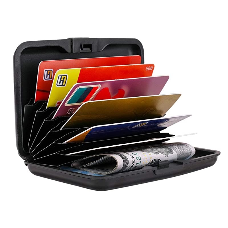 RFID Blocking Business Card Holder Card Organizer Credit Card Protector Aluminum ID Case Slim Metal Wallet for Women or Men Black
