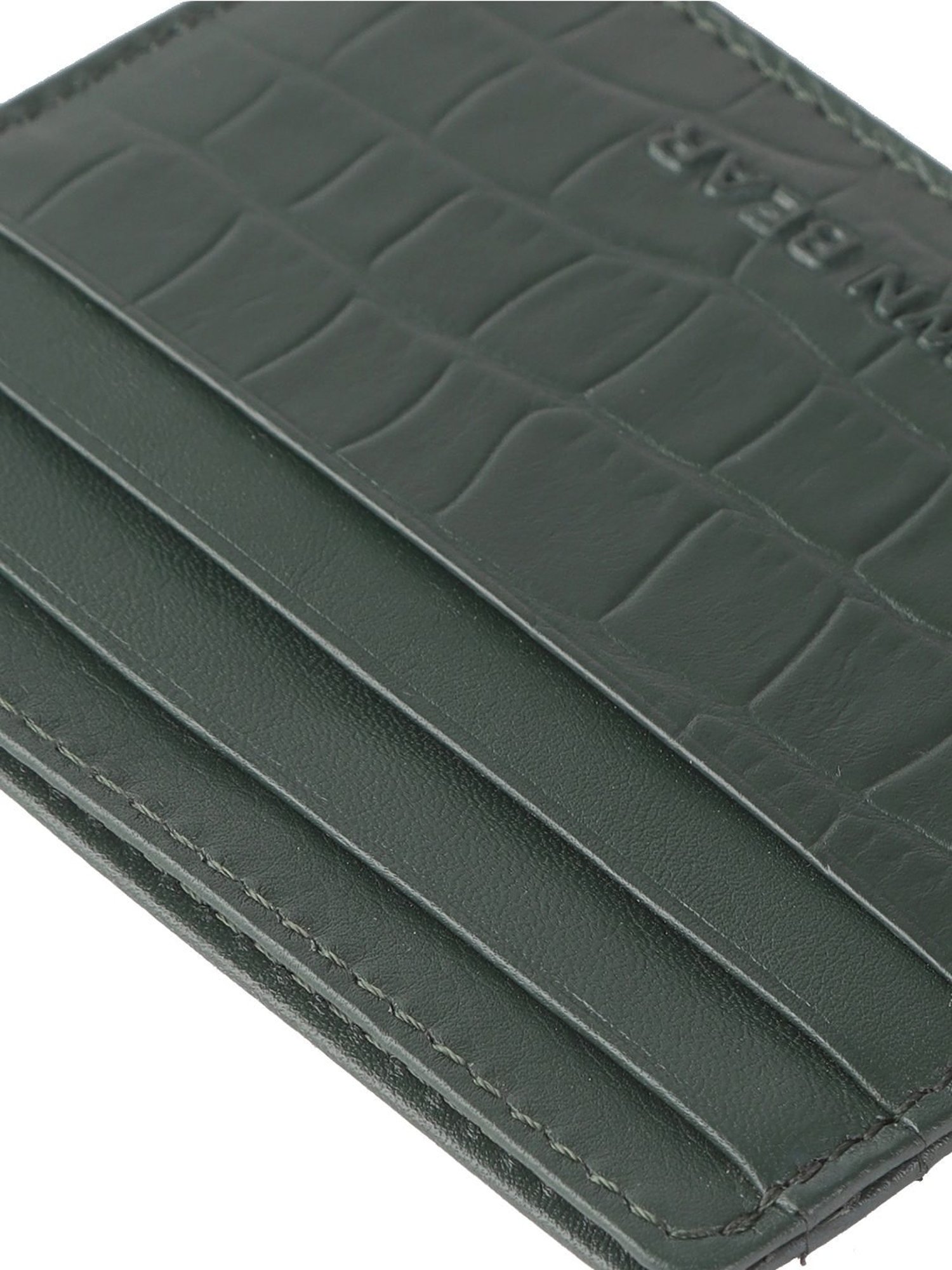 Brown Bear Olive Green Casual Leather Rfid Card Holder for Men