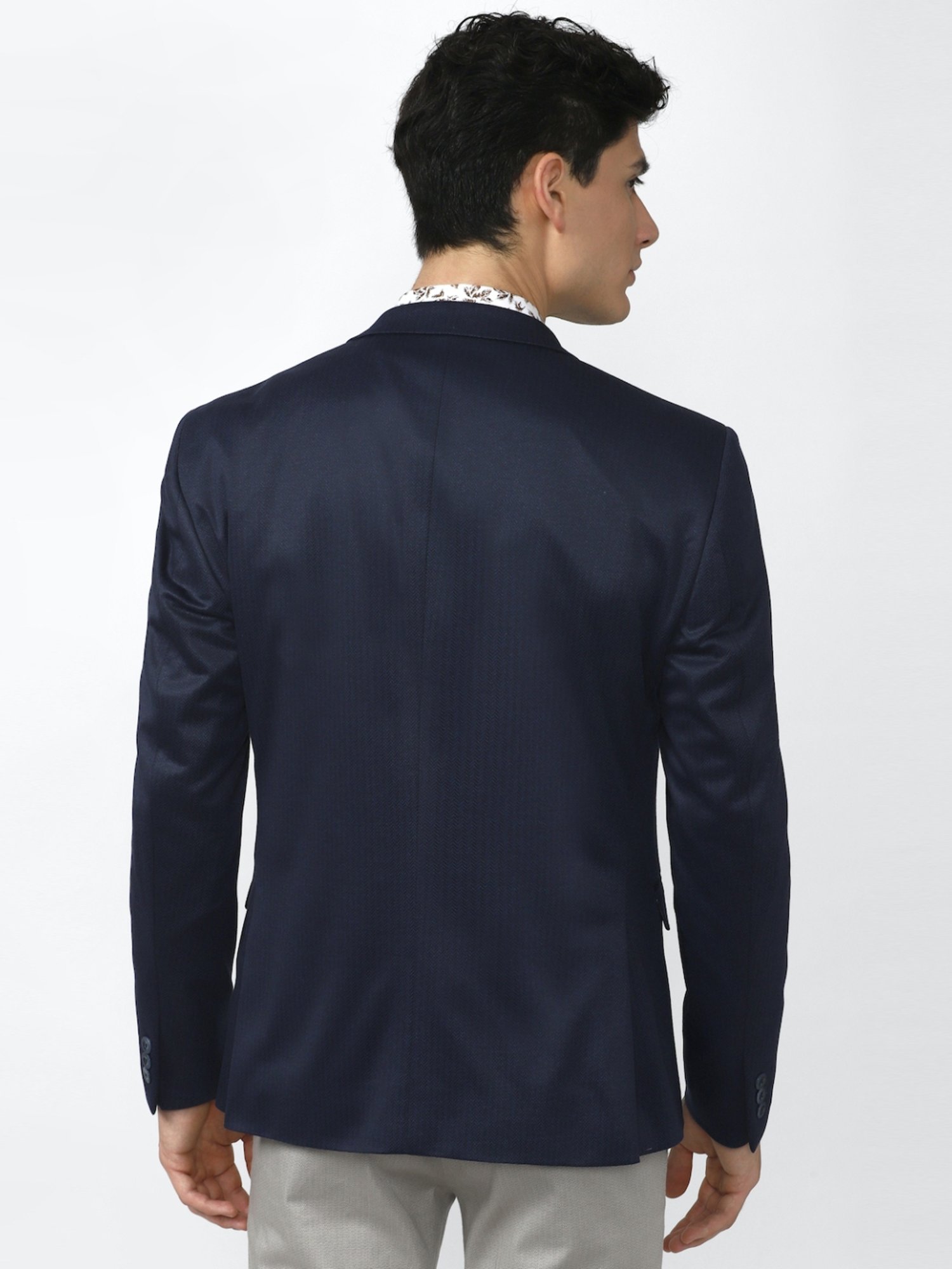 V Dot Navy Skinny Fit Blazer