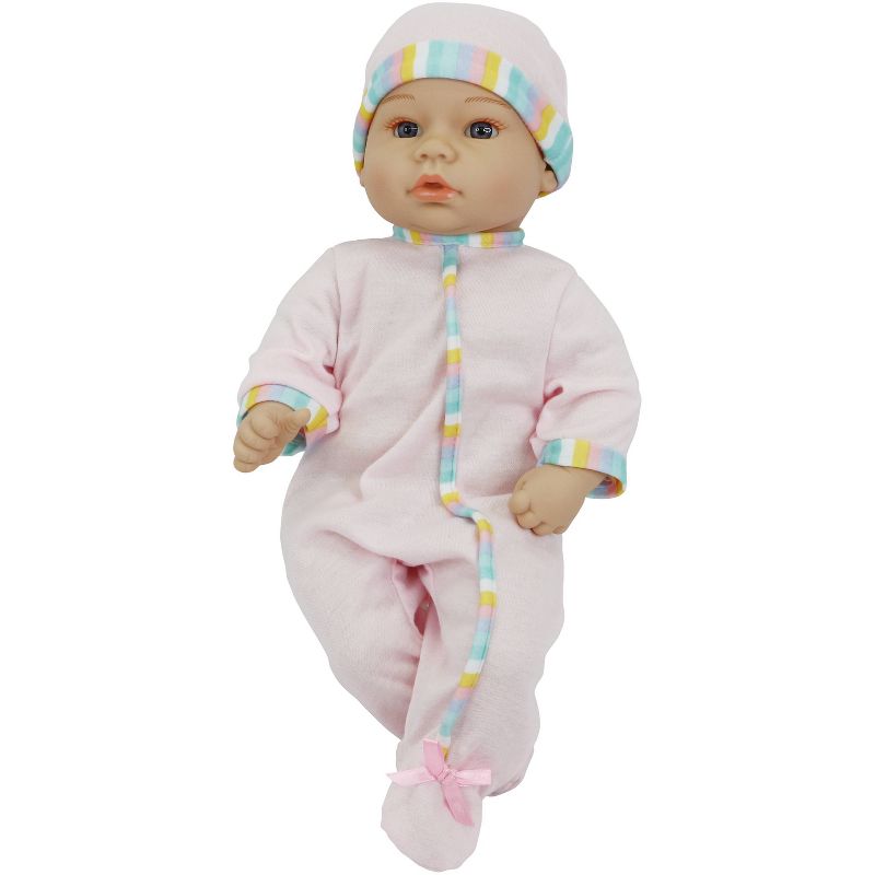 14" Sweet and Happy Baby - Pink with Stripes Pajamas