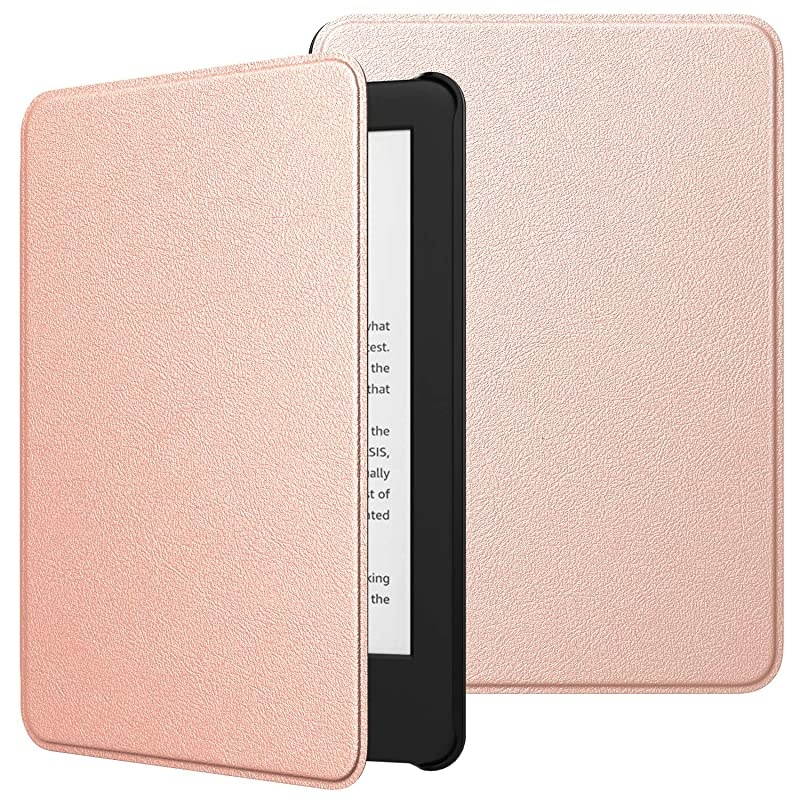 Case Compatible for All-New Kindle (10th Generation, 2019 Release), Premium Thin Lightweight Leather Cover with Auto Wake/Sleep Fits  Kindle, Not Fit Kindle Paperwhite - Rose Gold