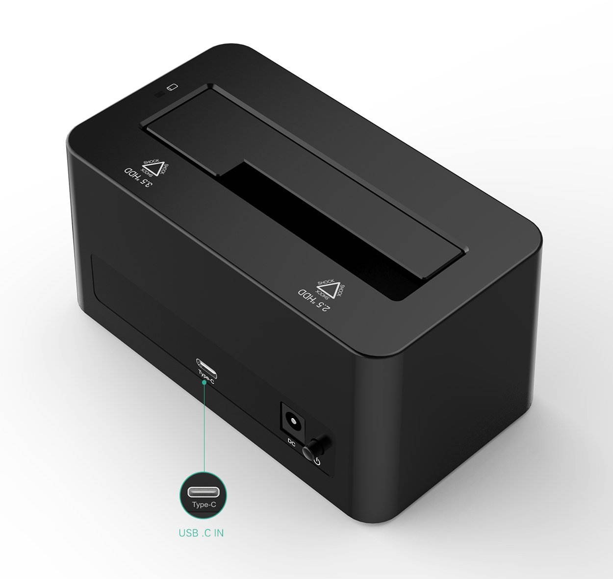 Nekteck USB Type C USB3.1 (USB-C) to SATA 2.5/3.5 Inch External Hard Drive Disk Docking Station Enclosure for for 3.5" 2.5" SATA HDD and SSD [Support Up to 8TB] - Tool Free, 1 Bay