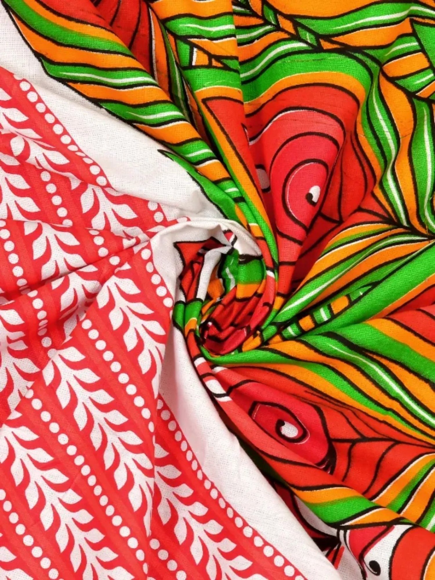 Living Roots Printed Red 240 TC Cotton Bedsheet with 2 Pillow Covers