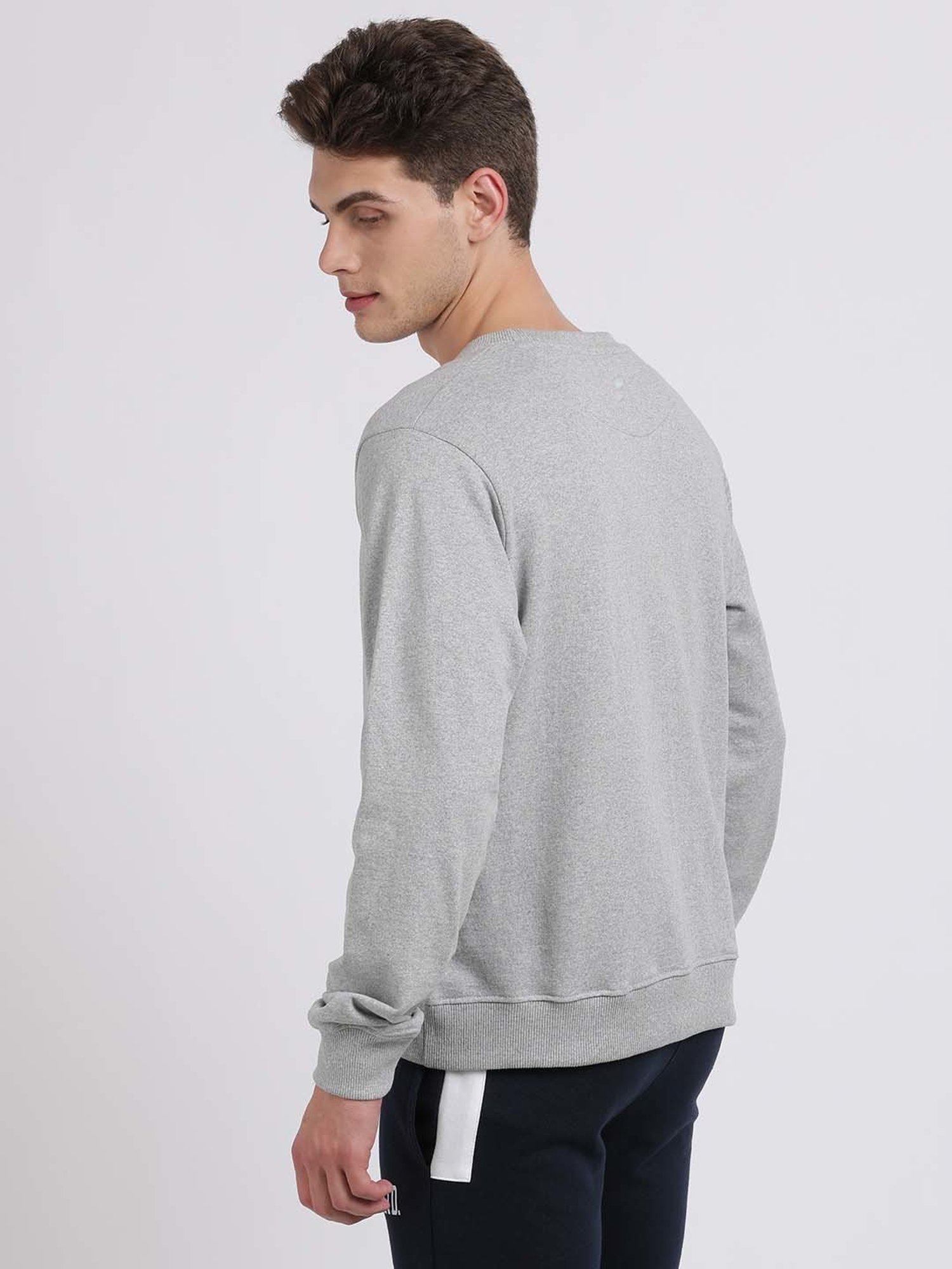 BLACK RADIO Grey Regular Fit Round Neck Printed Sweatshirt