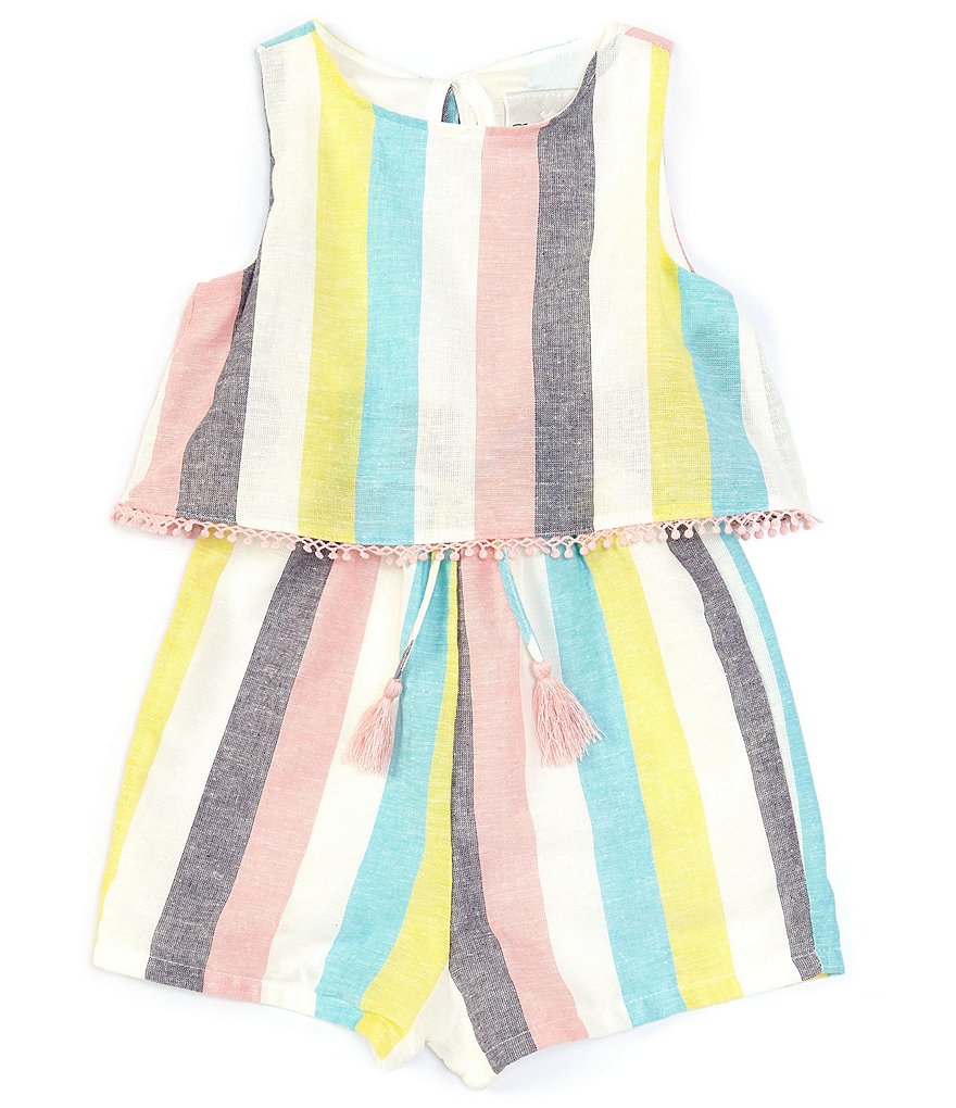 Rare Editions Little Girls 4-6X Printed Chiffon Jumpsuit & Denim Vest Set