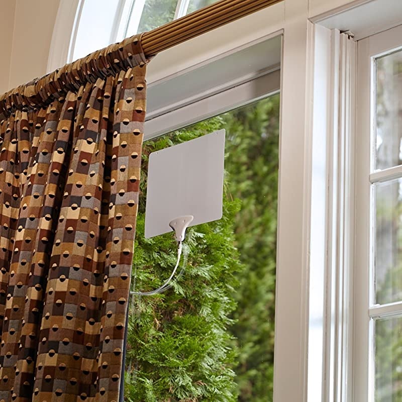 Leaf 50 Amplified Indoor TV Antenna, 60-Mile Range, UHF/VHF Multi-directional, Paper-Thin, 16 ft. Coaxial Cable, 15dB Amplifier with USB Cable, Reversibile, Paintable, 4K-Ready HDTV, MH-110584