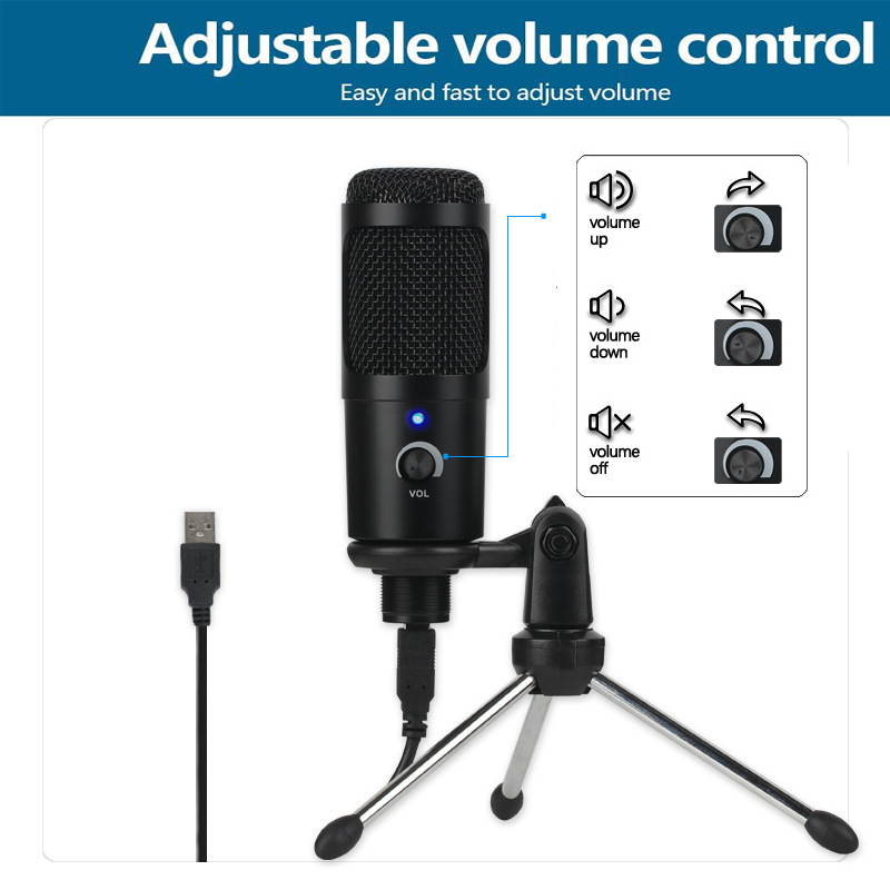 USB Microphone, Condenser Recording Microphone 192kHz/24bit Studio Cardioid Mic for PC, Laptop, Mac, Gaming, Podcast, Chatting, YouTube Videos, Voice Overs and Streaming