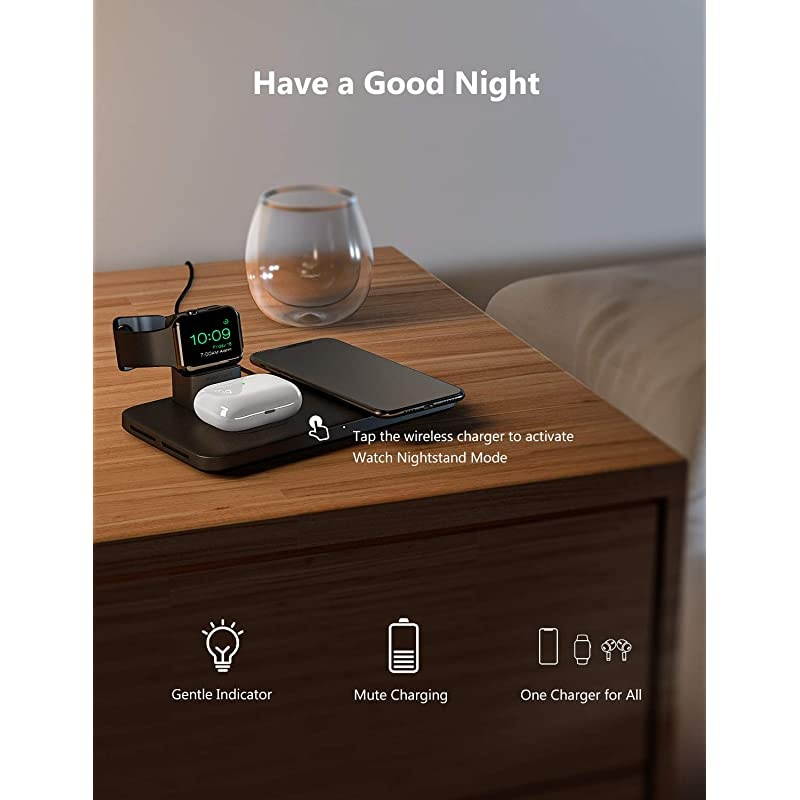 3 in 1 Wireless Charger Wireless Charging Pad for AirPods Pro2 Charging Dock for iWatch 5432 75W Qi Fast Charge for iPhone 1111 Pro MaxSE 2XS MaxXRXSX88PNo AdapteriWatch Cable
