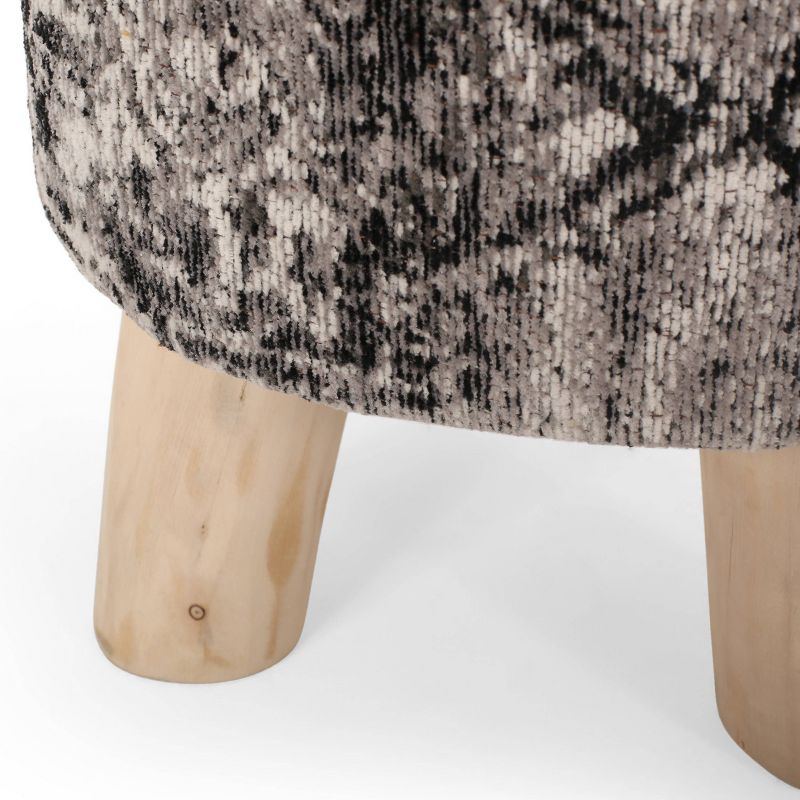 Ewell Handcrafted Boho Jacquard Stool Black/Beige/Natural - Christopher Knight Home