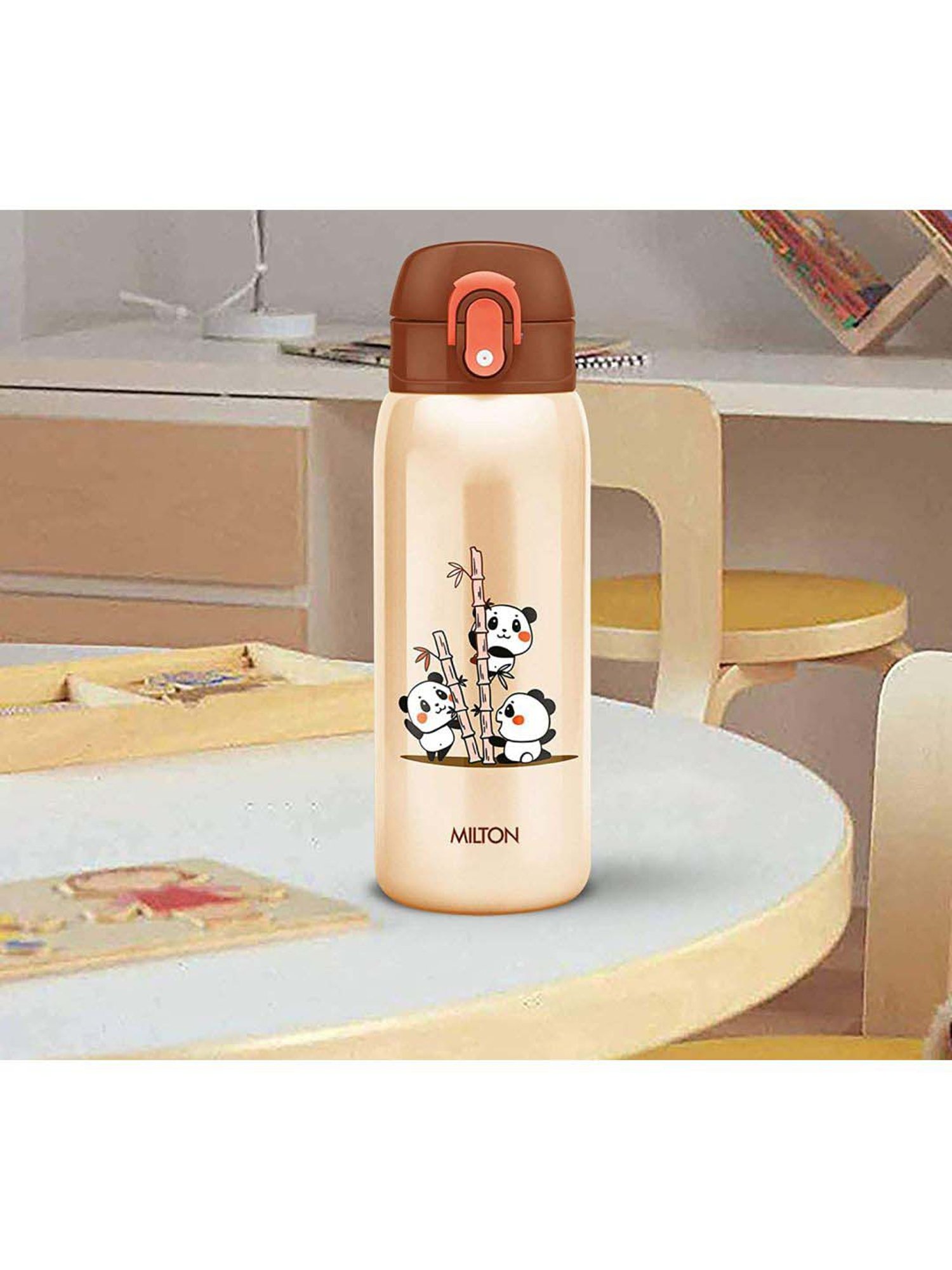 Milton Jolly Beige & Brown Stainless Steel Insulated Water Bottle (390 ml) - Set of 1