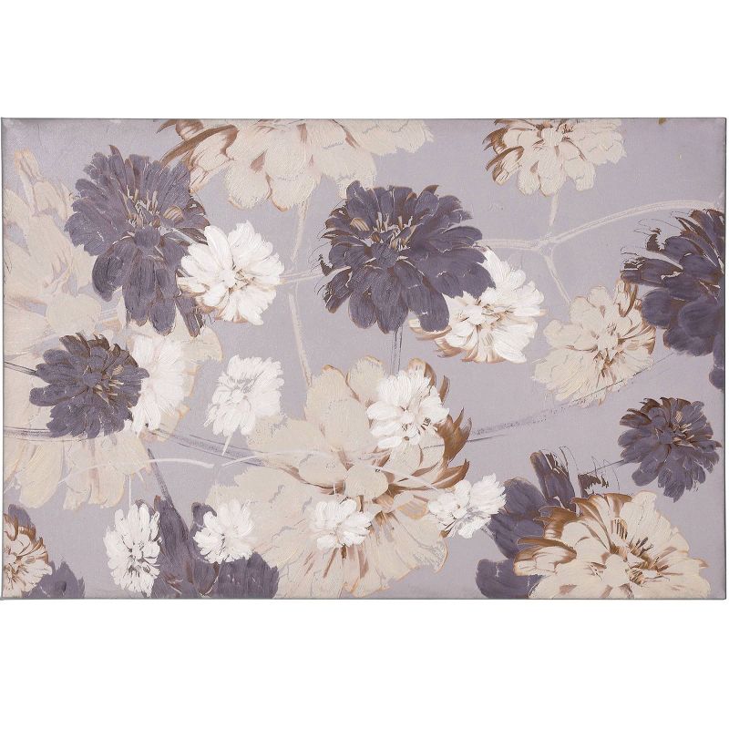 Dancing Floral Hand Embellished Dancing Floral on Stretched Unframed Wall Canvas Purple/Gray - StyleCraft