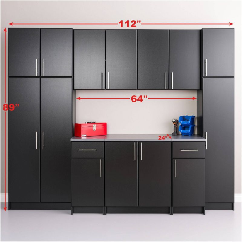 112" Elite with 9 Storage Cabinet Set Black - Prepac