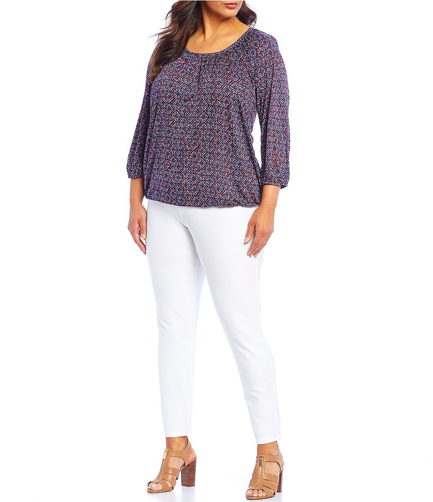 Intro Plus Size Solid Double Knit Tummy Control Leggings