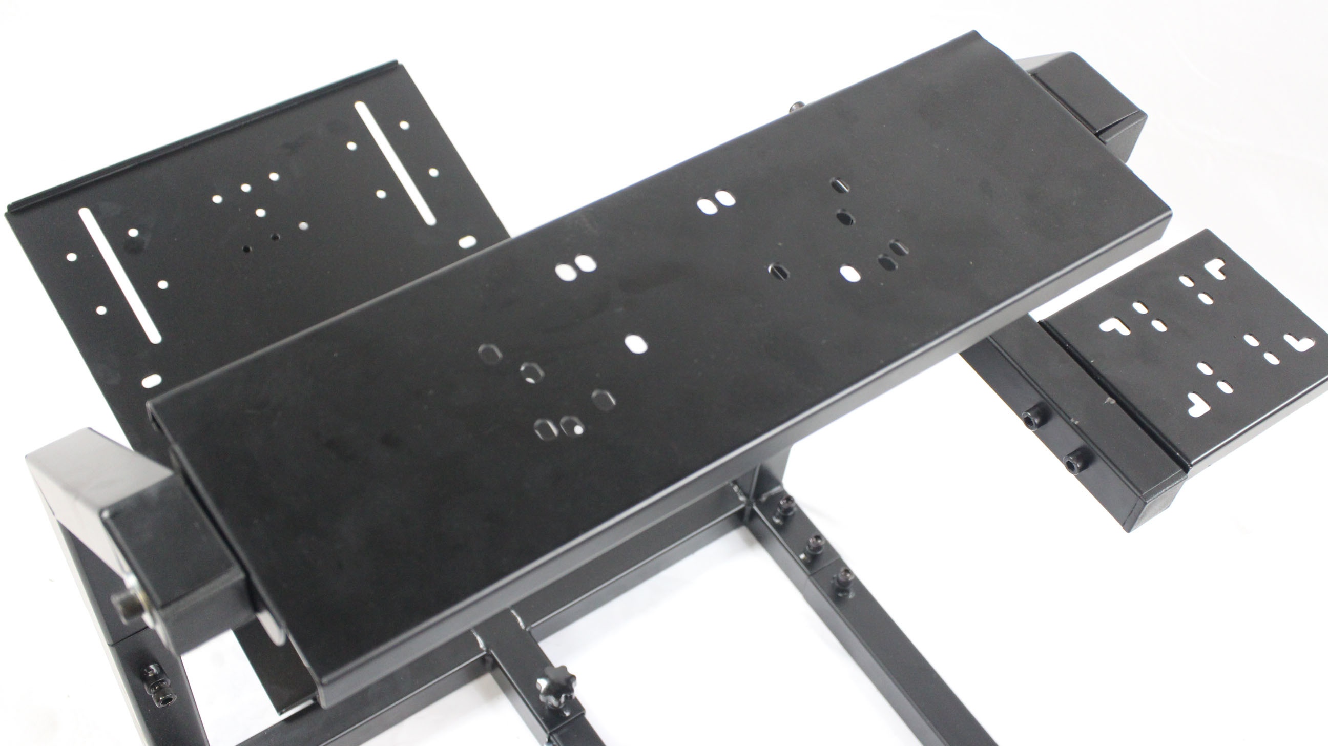 GTR Racing Simulator GTAF-BLK-S105LWHTRD - GTA-F Model (Black) Triple or Single Monitor Stand with White/Red Adjustable Leatherette Seat, Racing Simulator Cockpit gaming chair Single Monitor Stand