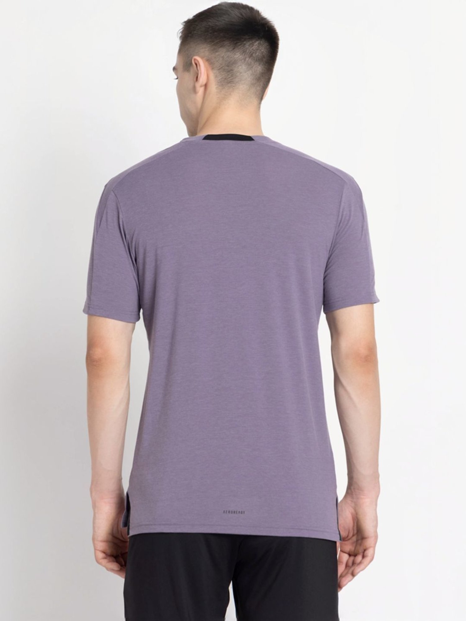 Adidas Purple Slim Fit Printed Sports T-Shirt