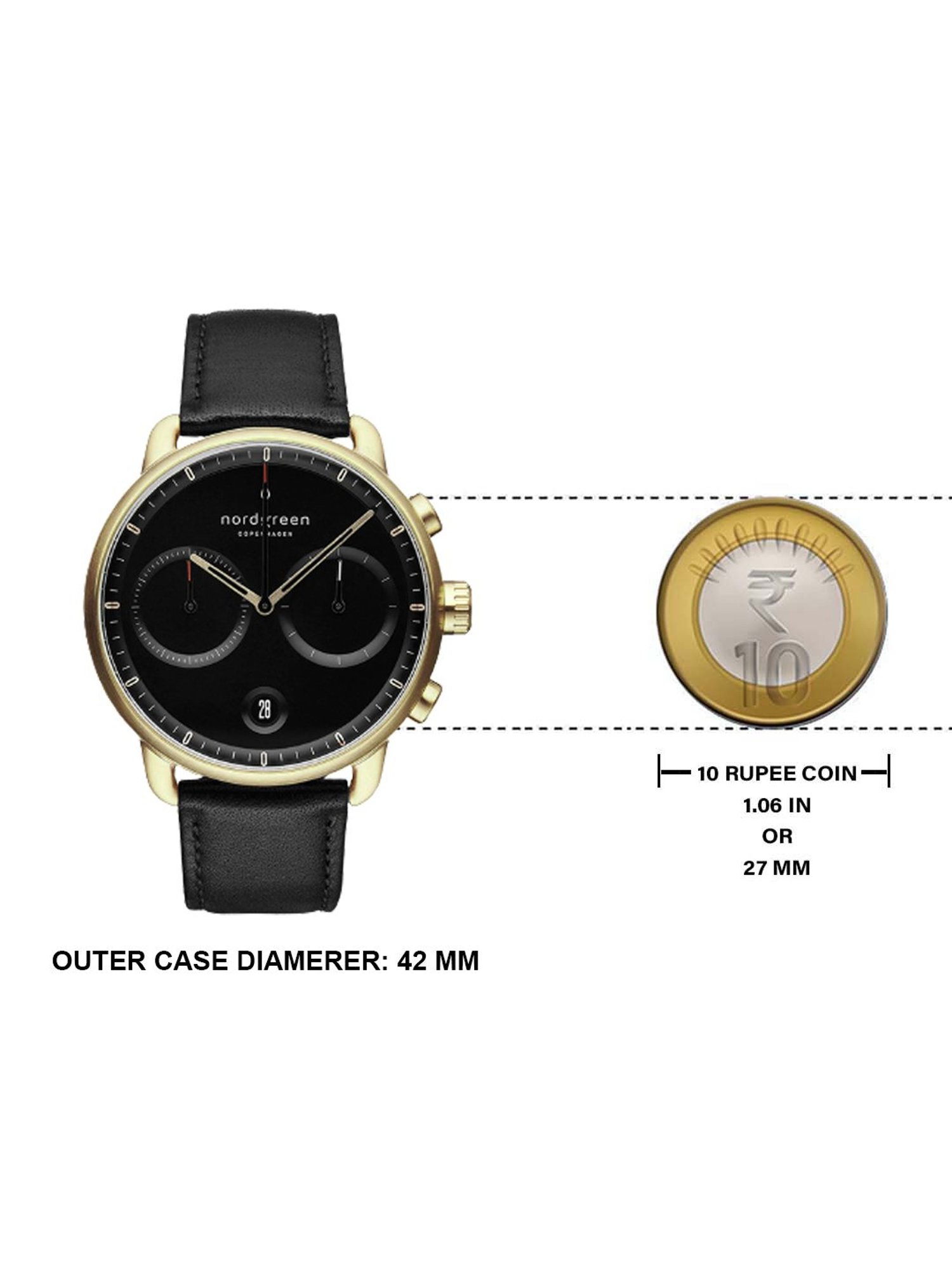 Nordgreen PI42GOLEBLBL Pioneer Chronograph Watch for Men