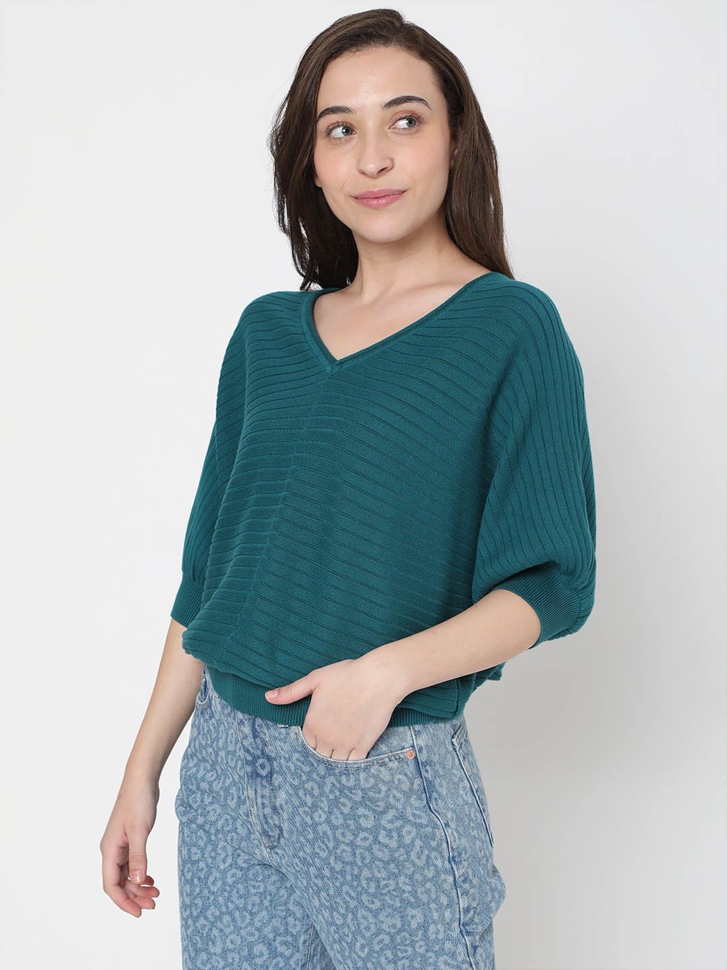 Vero Moda Green Regular Fit Sweater