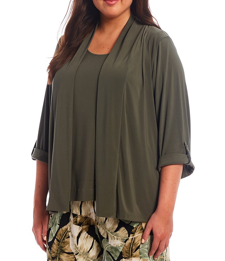 Investments Plus Size Soft Separates Long Sleeve Open-Front Jacket