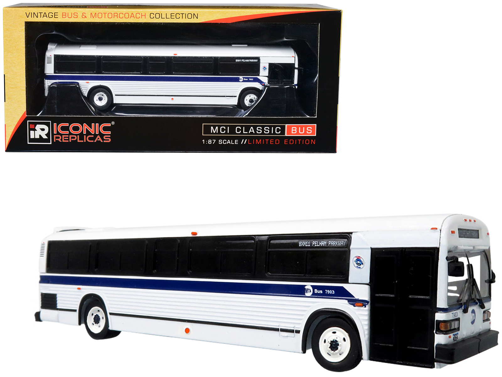 MCI Classic City Bus Plain White "Vintage Bus & Motorcoach Collection" 1/87 Diecast Model by Iconic Replicas