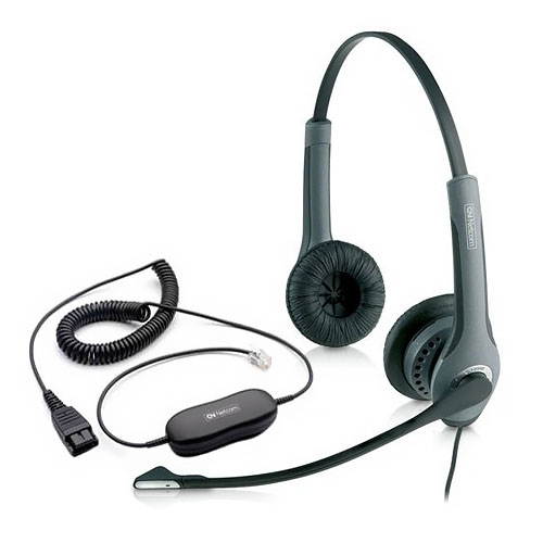 Jabra GN2025 IP Duo NC Corded Headset (2019-82-05) w/ GN1200 Coiled Smart Cord