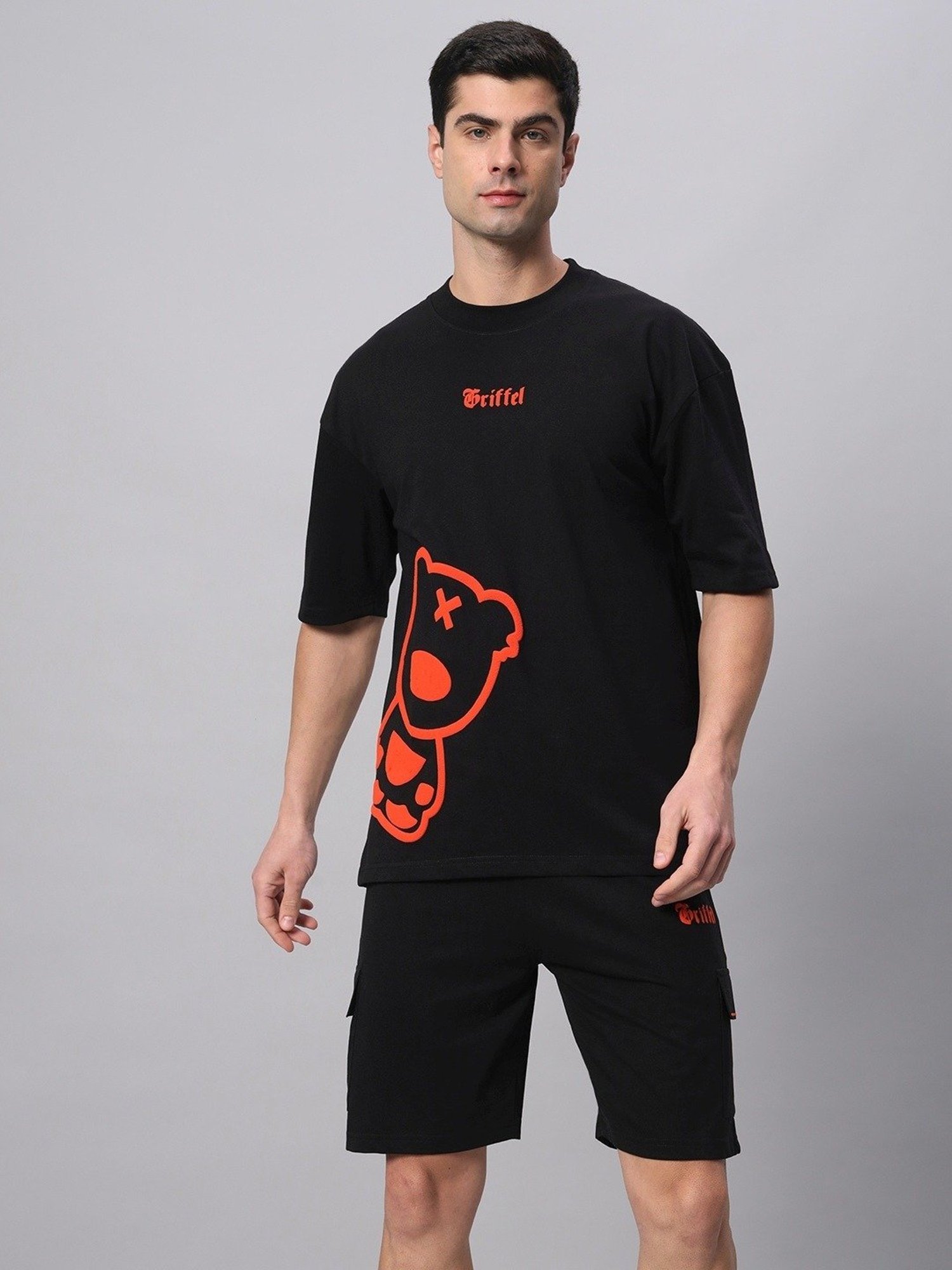 Griffel Black Cotton Loose Fit Printed Co-Ord Set