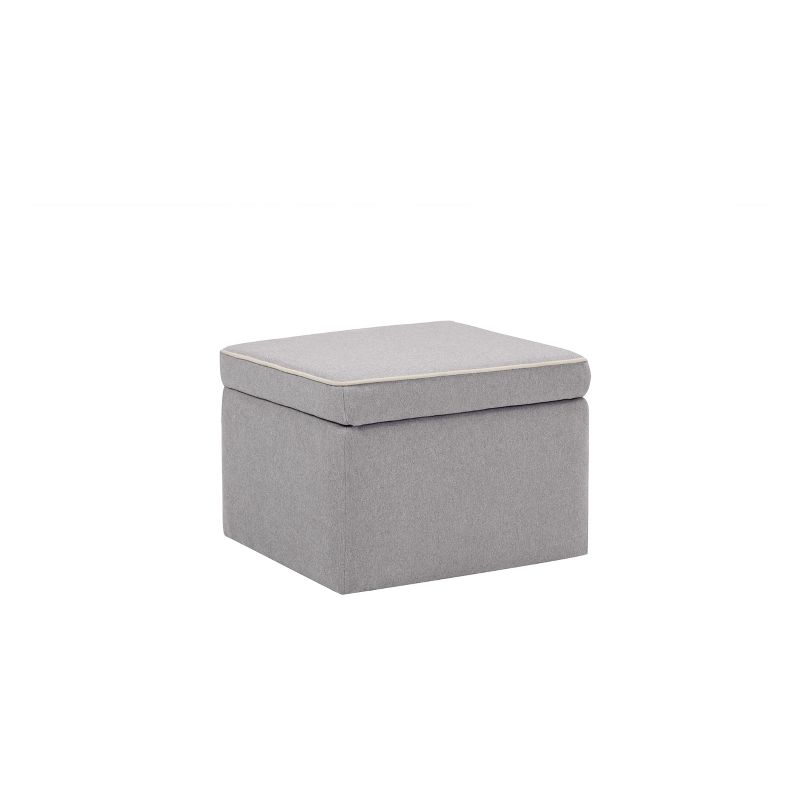 DaVinci Owen Glider and Storage Ottoman - Gray with Cream Piping