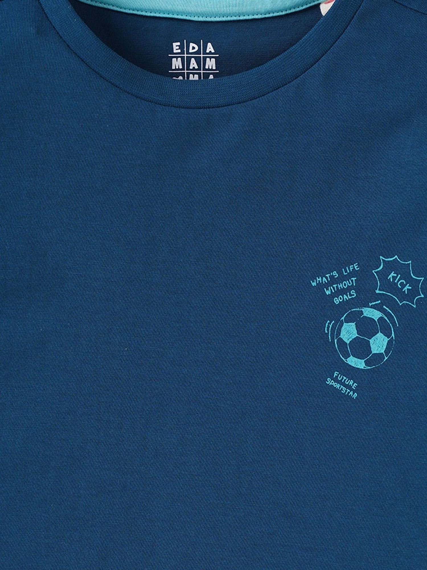 Pantaloons Junior Navy Cotton Printed T-Shirt